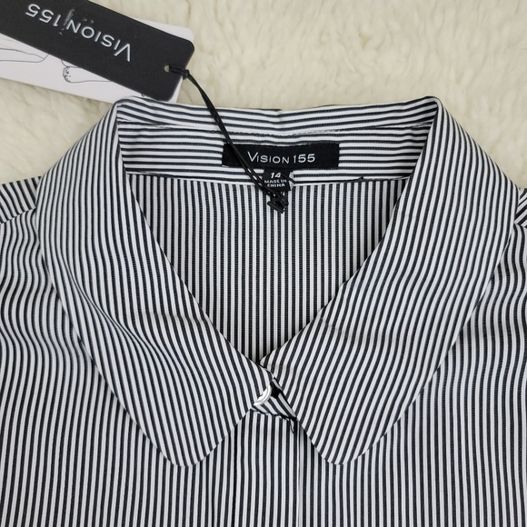 Vision 155 Striped Embroidered Sleeve Top Sz 14 - Picture 6 of 16